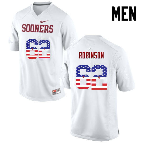 Men Oklahoma Sooners #62 Tyrese Robinson College Football USA Flag Fashion Jerseys-White